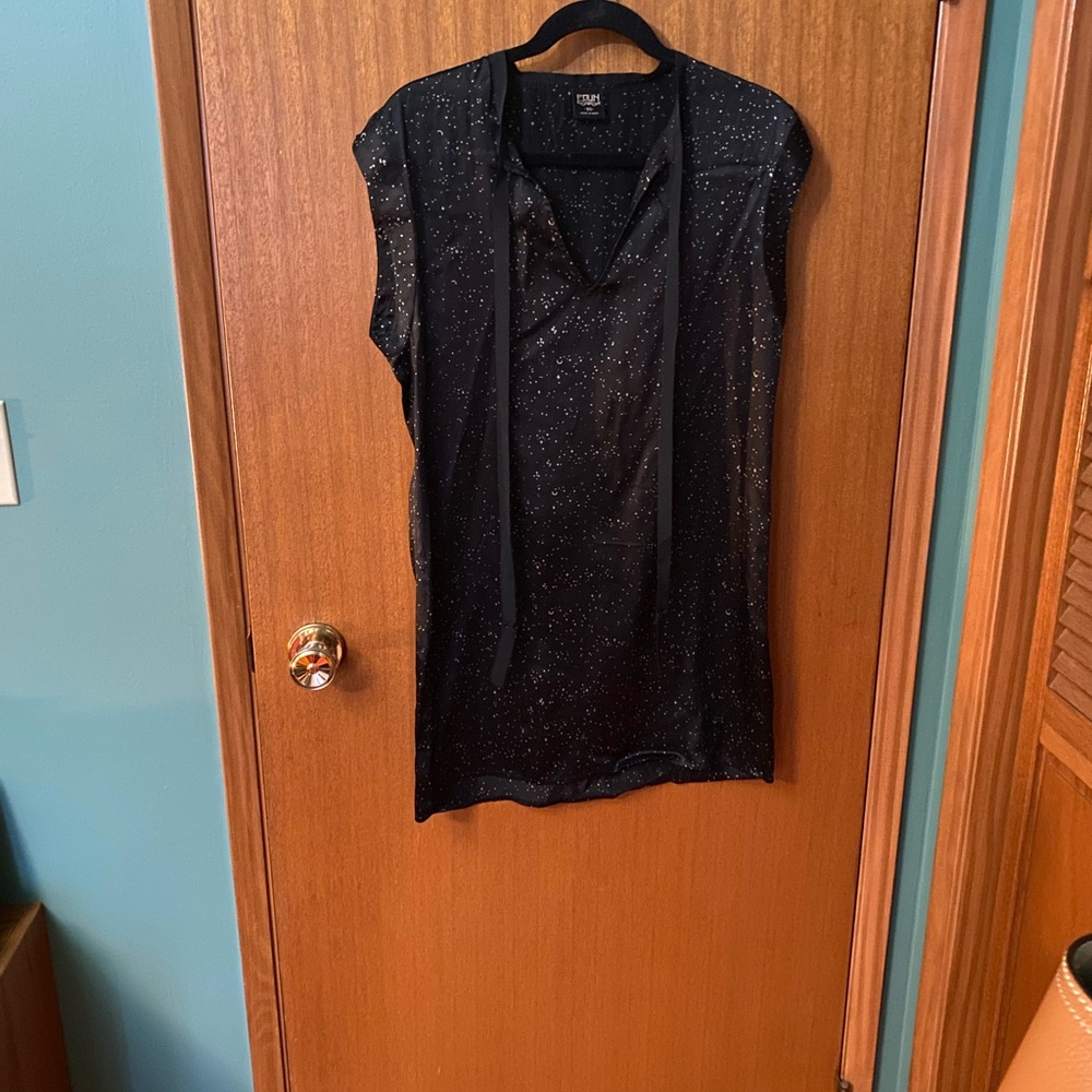 100 % silk Edum shift dress with stars and moon pattern.